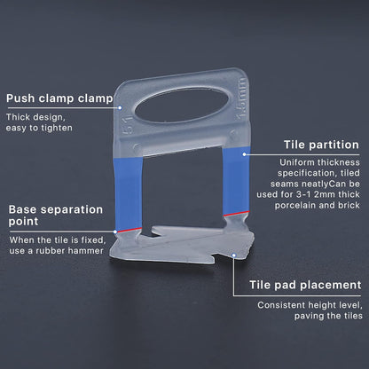 Tile Leveling System Clips Spacers Tile Leveler Clips DIY Tile Leveler Spacers 1000 Pcs 1/16" (1.5mm) for Professional Ceramic Tile and Stone Installation (1000 1/16")