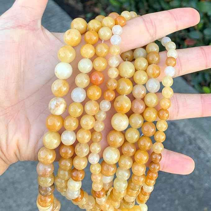 90pcs Adabele Natural Multi-Color Yellow Jade Healing Gemstone 8mm (0.31 inch) Round Loose Beads Gem Stone Spacer for Craft Jewelry Making GF21-8