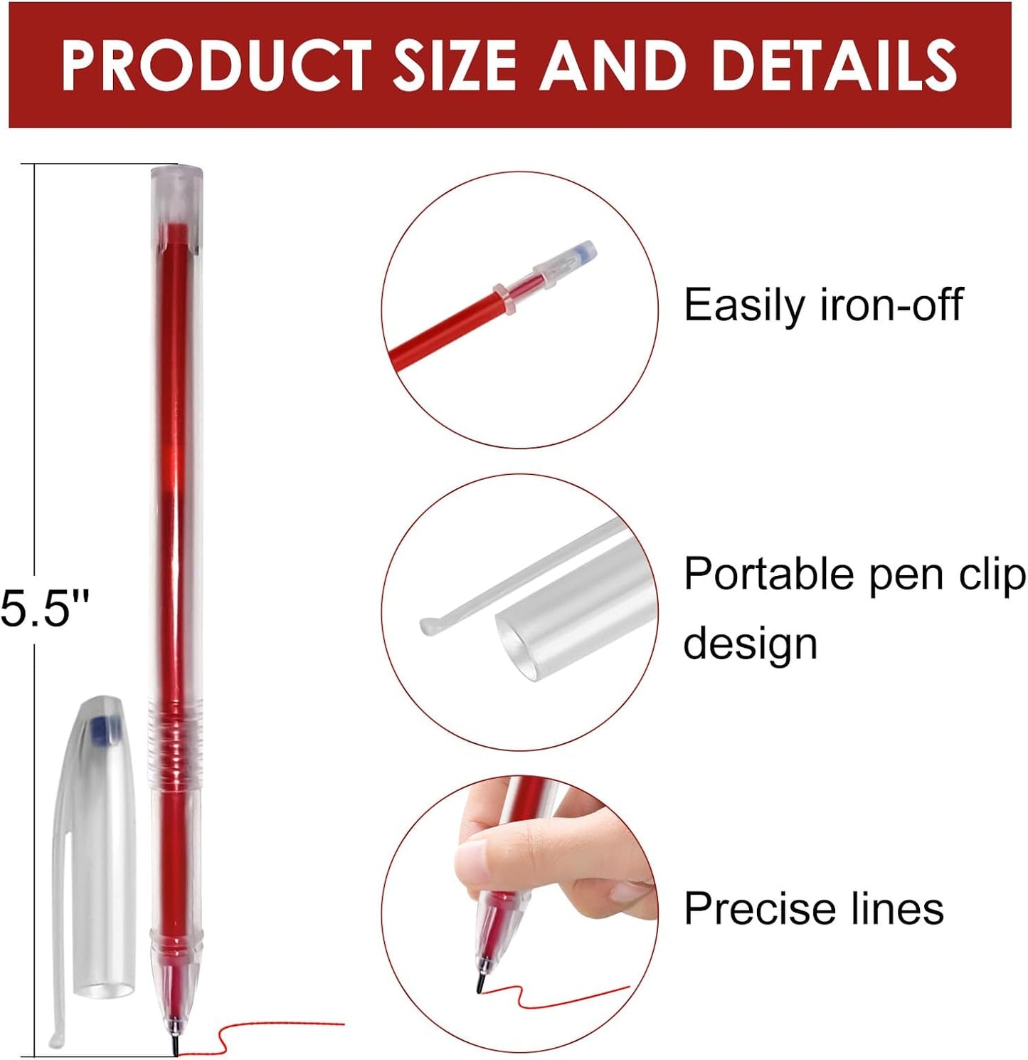 24pcs Heat Erasable Pens for Fabric, Assorted Colors, Fabric Pens for Sewing Erasable for Quilting Sewing DIY Dressmaking Fabrics Tailors Chalk - Crafty Corner