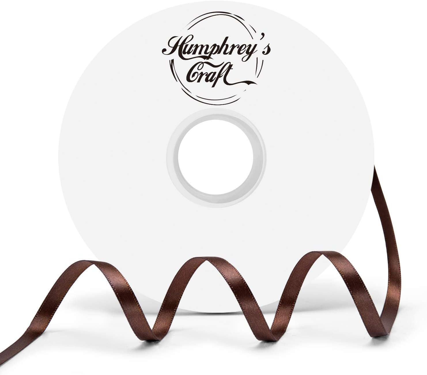 Humphrey's Craft 1/4 Inch Brown Double Faced Satin Ribbon - 50 Yards Variety of Color for Crafts Gift Wrapping DIY Bows Bouquet Decoration Sewing Christmas Tree Wedding and Invitation Card. - Crafty Corner