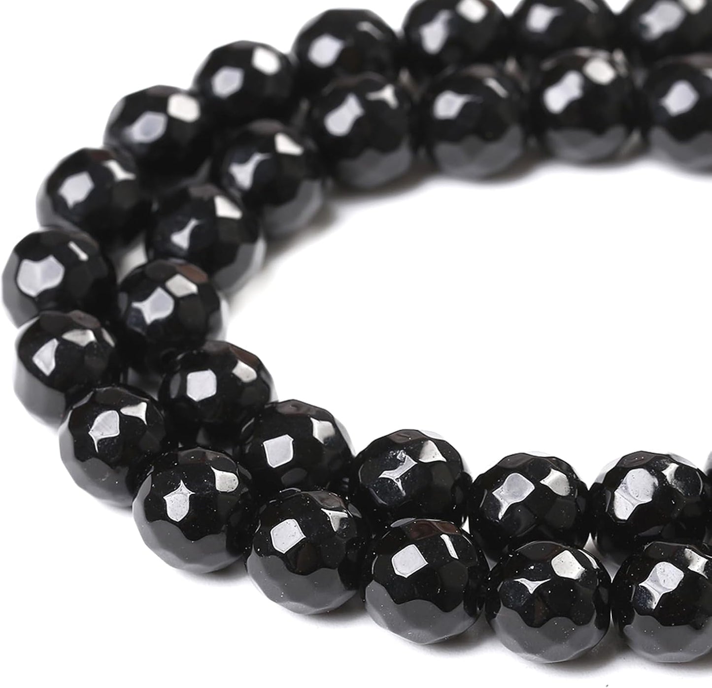 45pcs 8mm Natural Faceted Black Agate Stone Beads for Jewelry Making Energy Healing Beads DIY Bracelet Necklace Accessories 15" (8mm, Faceted Black Agate)