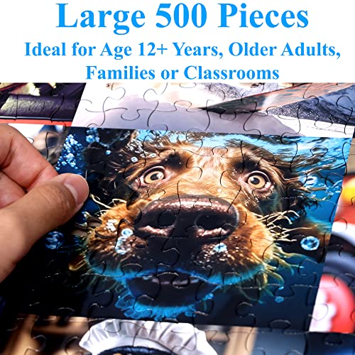 Cute Dogs 500 Pieces Jigsaw Puzzle Featuring Very Large Pieces and Cute Puppies. for Adults