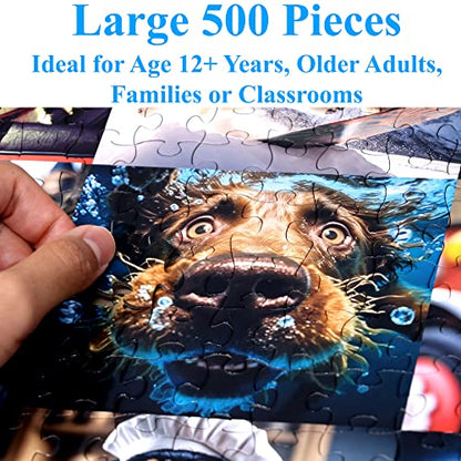 Cute Dogs 500 Pieces Jigsaw Puzzle Featuring Very Large Pieces and Cute Puppies. for Adults