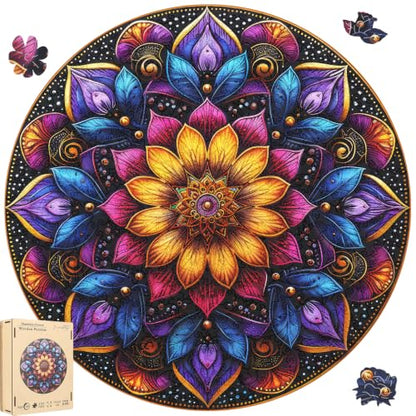 Wooden Puzzles for Adults Purple Mandala 500 Pieces Jigsaw Puzzle