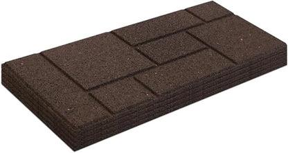 Garden Central 4-Pack 24”x10” Fake Cobblestone Rubber Stair Treads, Rectangular, Brown – Reversible Non-Slip Faux Stepping Stones for Landscaping Pathways – DIY Decor for Indoor & Outdoor Steps