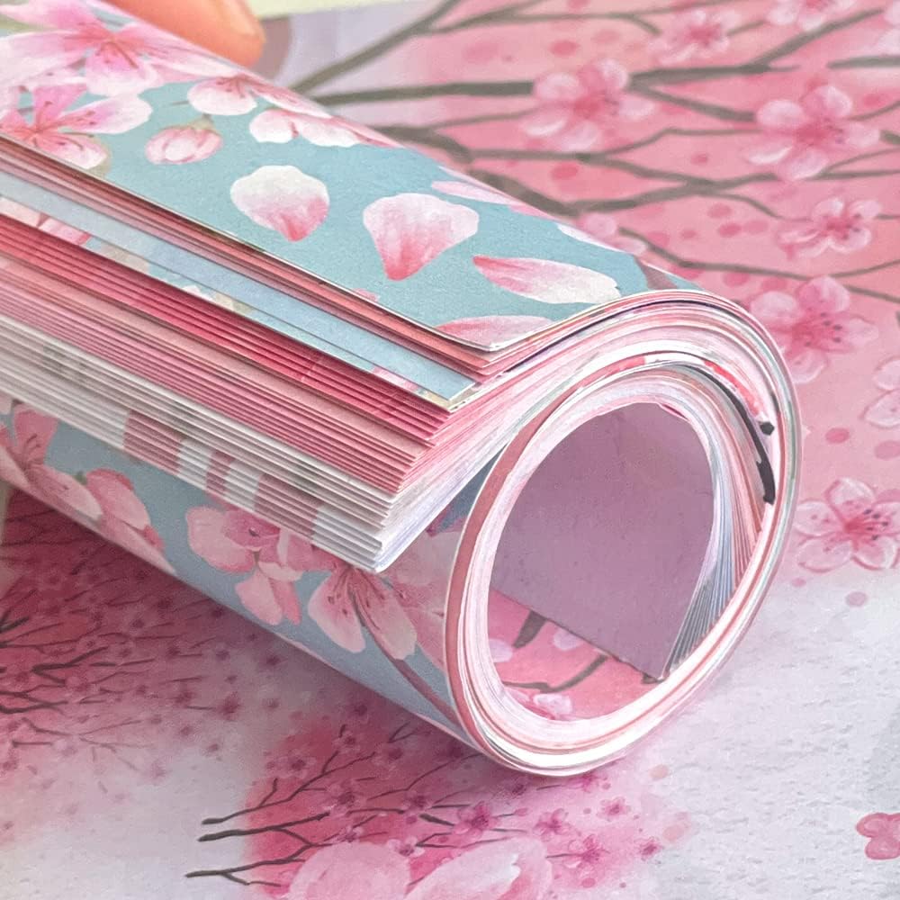Origami 6x6 Paper Kit 50 Sheets 12 Vivid Colors Double Sided Printed Traditional Patterns Square for Arts Crafts Projects, Japanese Sakuras Flowers Chiyo - Crafty Corner