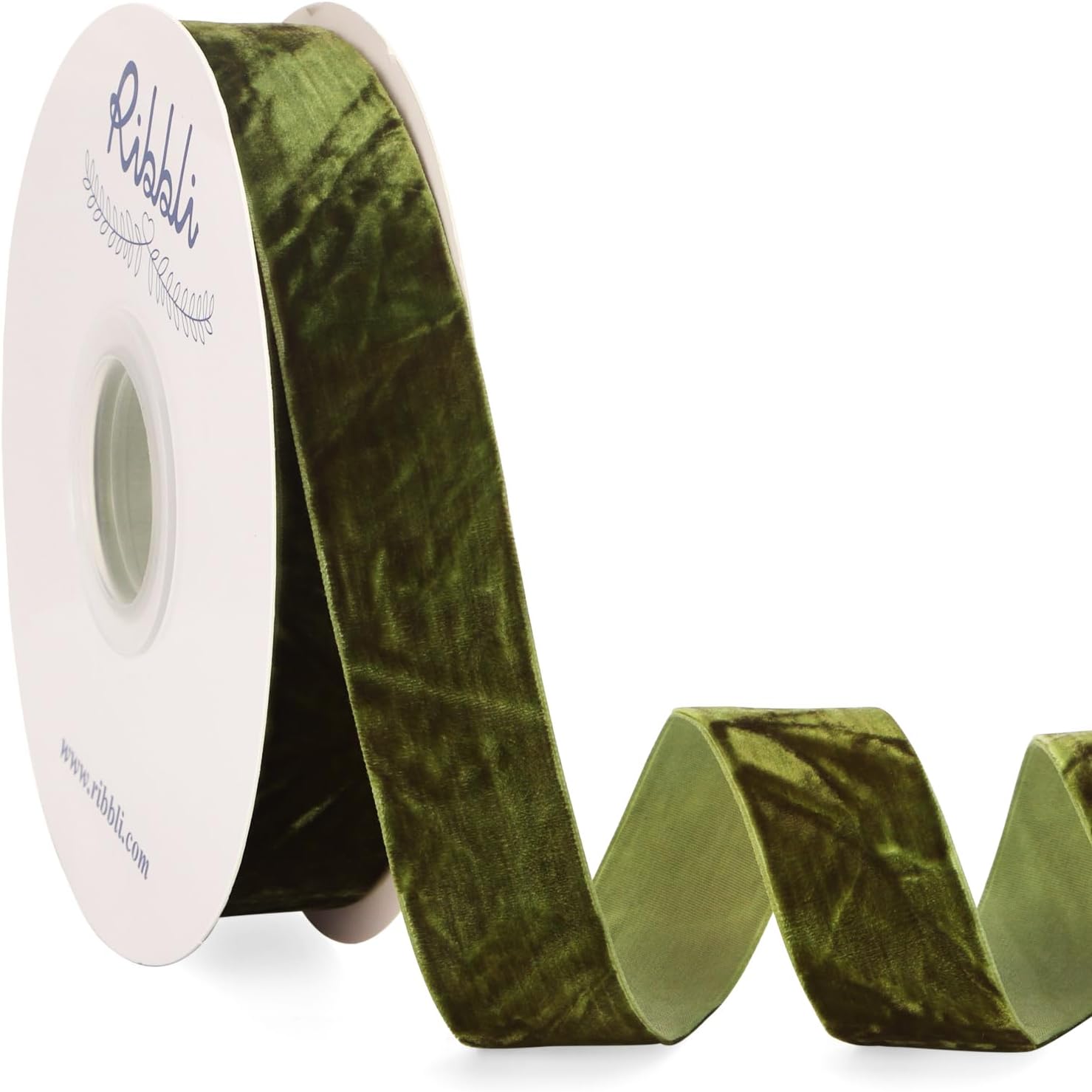 Ribbli Moss Green Velvet Ribbon 1 Inches Luxury Crinkled Green Christmas Ribbon for Gift Wrapping Crafts Home Decor-Continuous 10 Yard - Crafty Corner