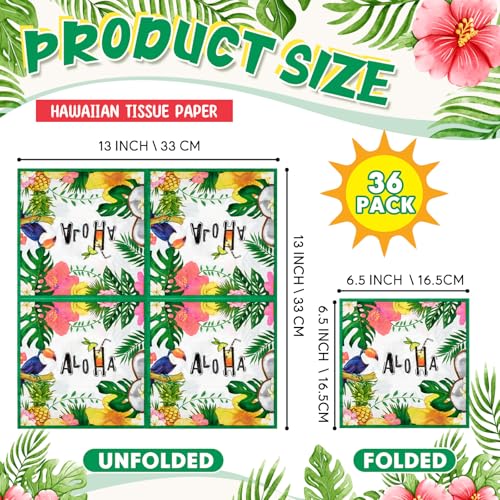 36 Pack 9 Styles Decoupage Napkins Tropical Plants Luau Party Decor (36 Count)