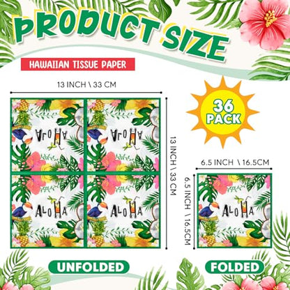 36 Pack 9 Styles Decoupage Napkins Tropical Plants Luau Party Decor (36 Count)