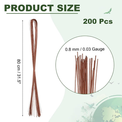 PATIKIL 32 Inch 22 Gauge Floral Stem Wire, 5 Pack/200 Pieces Bouquet Stem Paper Wrapped for DIY Crafts Flower Arrangements, Coffee