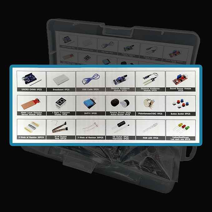 UNO Starter Kit for UNO R3 Development Board Basic Starter Kit 400 Hole Breadboard, Sensors, Obstacle Avoidance Module, and Essential Compatible with A rduino IDE HUAGZIMO