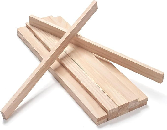 Wooden Dowels for Crafts, Wood Strips Wood Trim Slats for Wall 3/8" × 1" × 15", 15 PCS Square Dowel Rods Wooden Sticks for Crafts, Unfinished Hardwood Sticks Flat Lumber Boards for Woodworking