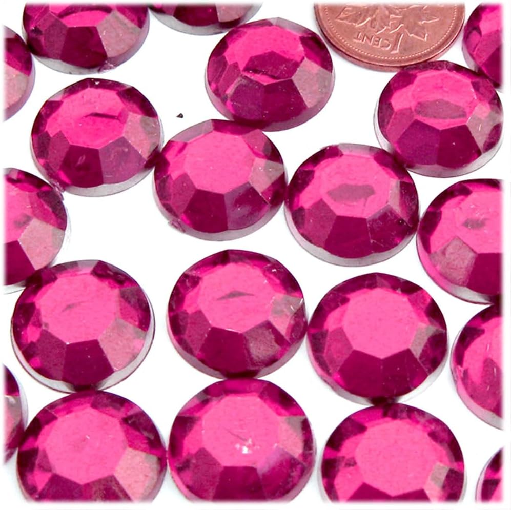 The Crafts Outlet 72pc Rhinestones Round 20mm - Flatback Hot Pink or Rose HPK - Crafty Corner