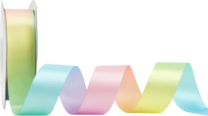 MEEDEE Pastel Rainbow Ribbon - Satin, 1 inch, 25 Yards - Perfect for Gift Wrapping, Wedding, Pride, Party & Birthday Decorations - Crafty Corner