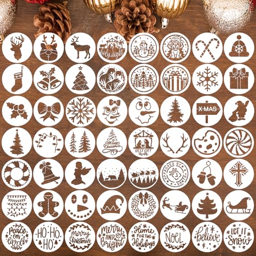 Christmas Stencils for Crafts Reusable 3" Small Holiday Stencils (56 Count)