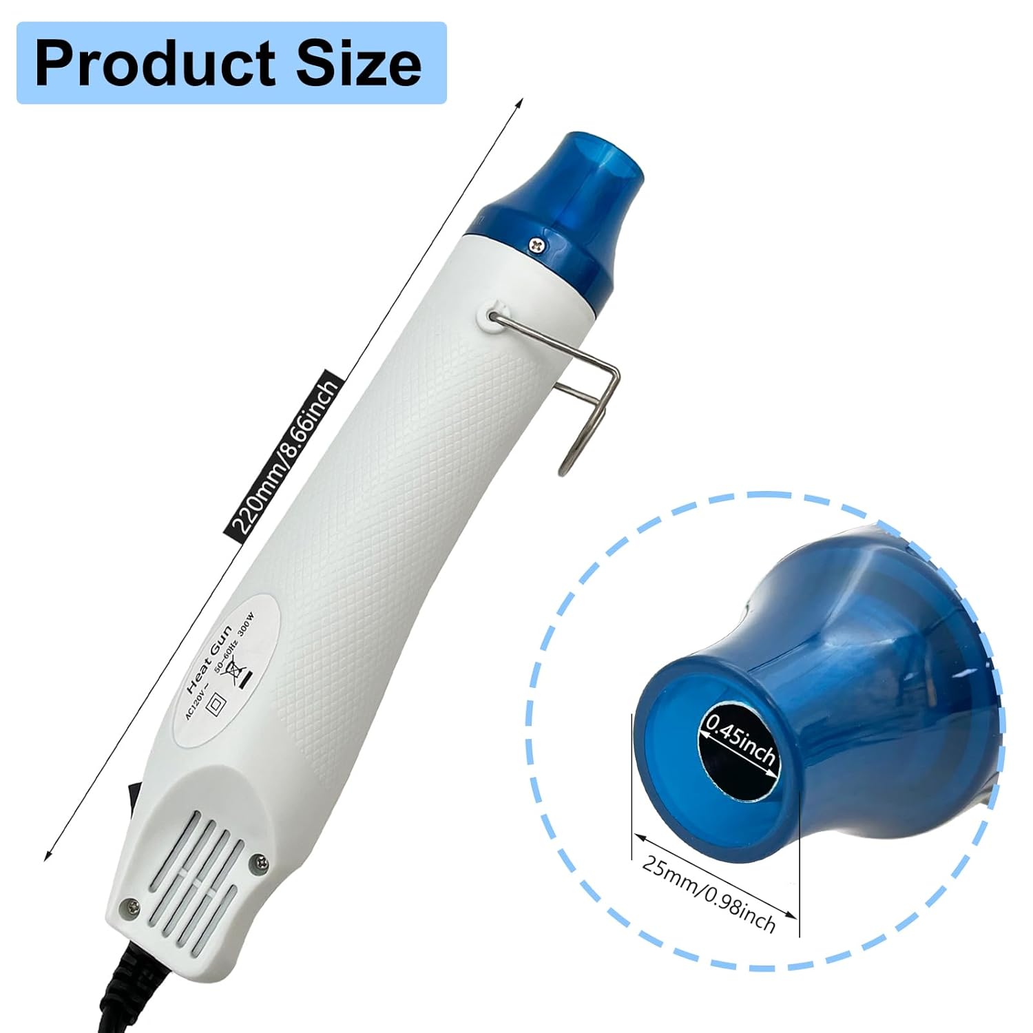 Mini Heat Gun, Portable Hot Air Gun Tool for DIY Crafts Heat Shrink Gun for Epoxy Resin, Embossing, Shrinking Wrapping Drying Paint Removing Stickers (White) - Crafty Corner