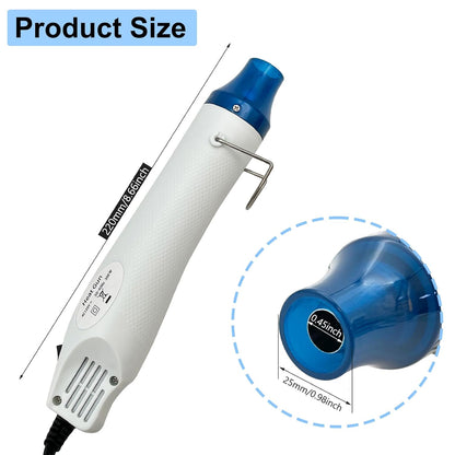 Mini Heat Gun, Portable Hot Air Gun Tool for DIY Crafts Heat Shrink Gun for Epoxy Resin, Embossing, Shrinking Wrapping Drying Paint Removing Stickers (White) - Crafty Corner