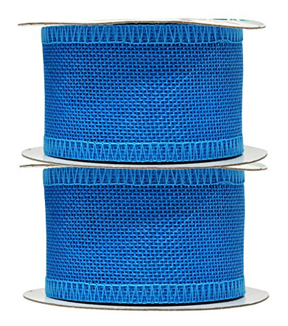 2 Inch Wide Sky Blue Burlap Ribbon for Crafts (60 Foot)