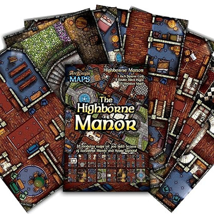 The Highborne Manor Roleplaying Battlemaps; 16 Modular RPG Maps in 8 Double