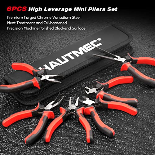 6PCS Mini Pliers Set High Leverage Multi Small Pliers Tool Set with Small Needle Nose Pliers Set (6 Count)