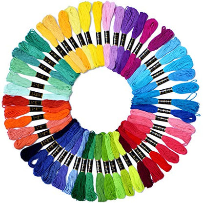 Friendship Bracelet String 50 Skeins Fashionable Rainbow Color Embroidery Floss Cross Stitch Embroidery Thread Cotton Floss Bracelet Yarn (1312.5 Foot)