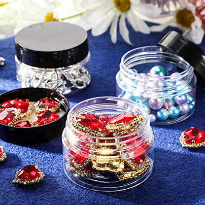 12 Pack 1 oz Plastic Container Jars with Lids Round Clear Travel Cosmetic Container Jars for Toiletries (12 Count)