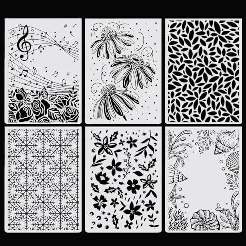 6Pcs Plastic Embossing Folders for Card Making Embossing Machine Template Mold Paper Card Embossing Stencil Flower Leaf Embossing Folder for Scrapbook Photo Album DIY Craft Decoration