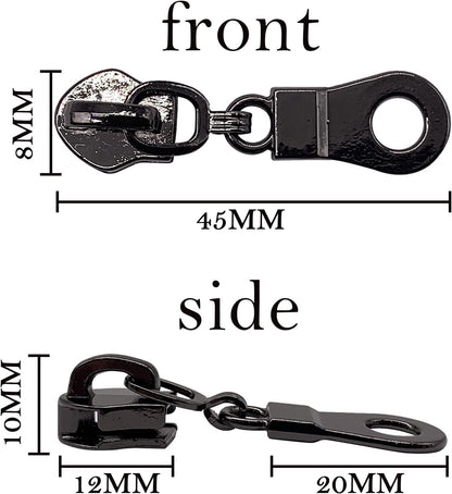 Sawoake 50PCS #5 Black Metal Handle for Nylon Coil Handle Charm for Purse Handbag Craft Sewing Luggage Bag Bulk