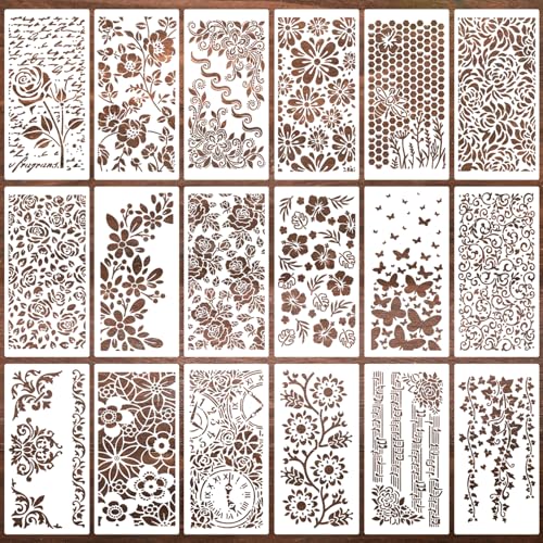 Stencils for Crafts Reusable Texture Stencils 8"x4" (18 Count)