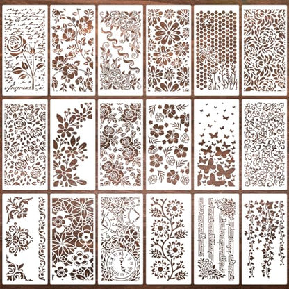 Stencils for Crafts Reusable Texture Stencils 8"x4" (18 Count)