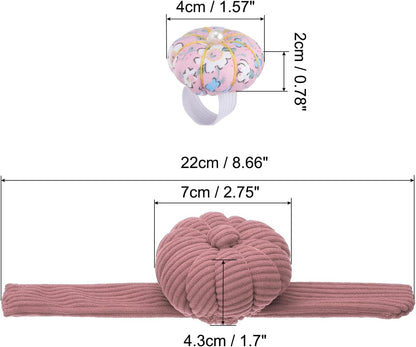 PATIKIL Wrist Pumpkin Pin Cushion, Snap Pin Cushion with Elastic Strap Ring Portable Embroidery Needle Pin Storage for Hand Craft Knitting, Pink