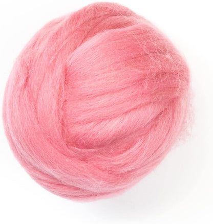 Kondoos Colored Natural Wool roving, 8 OZ. Best Wool for Needle Felting, Wet Felting, handcrafts and Spinning. (Wild Watermelon)