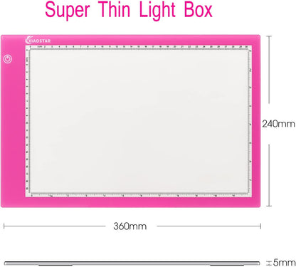 Light Box Drawing A4,Tracing Board with 3 Brightness Adjustable for Artists, Animation Drawing, Sketching, Animation, X-ray Viewing (Red)
