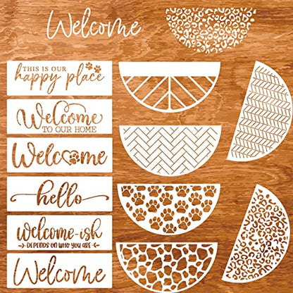 Welcome Stencils for Painting on Wood Welcome Sign Stencil 12"