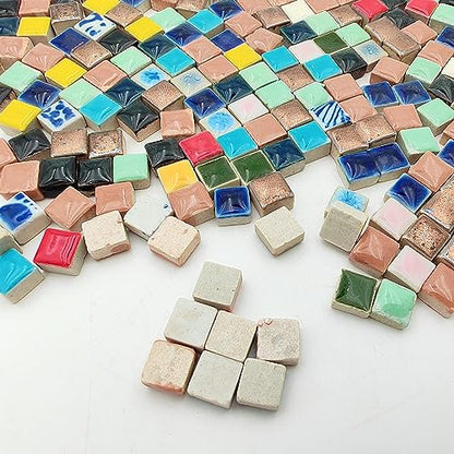 500g 1.1lb Random Color Irregular Ceramics Mosaic Tiles (16 Ounce)