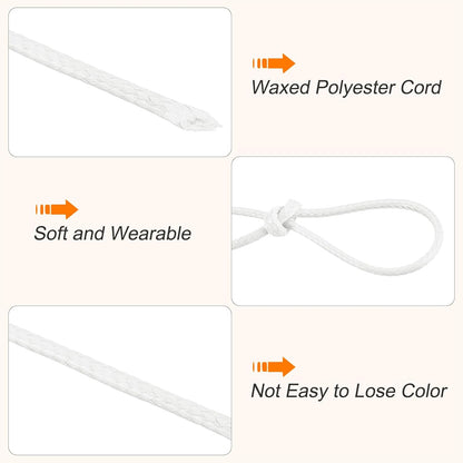 MECCANIXITY Waxed Cord 0.8mm Waxed Polyester Cord 175 Yard Wax String for Bracelet Making,Necklaces, Beading,Jewelry Making and DIY Crafts(White)