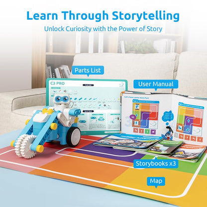 C3 Pro 12-in-1 Remote Control & Coding Robot Kit for Kids 4+, Advanced Smart Panel & Cards Programming, Educational STEM Toy, Block Building Set with Controller & Motor for Kids 4-6, 5-7