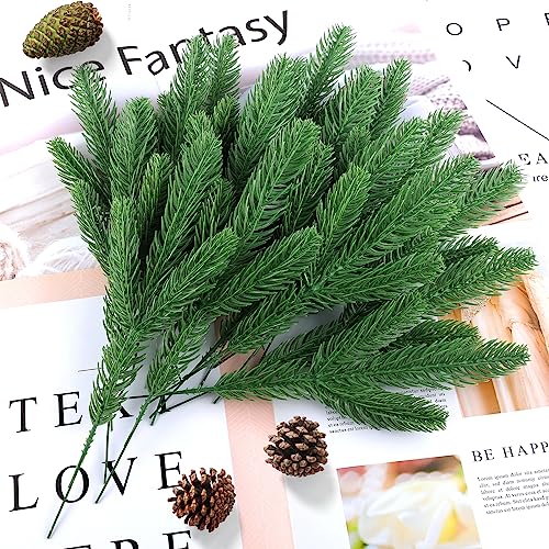 150 Pcs Artificial Pine Branches Christmas Greenery Pine Picks DIY Cedar Picks and Sprays Accessories for Christmas Garland Wreath and ChristmChristmas Home Decor (150 Count)
