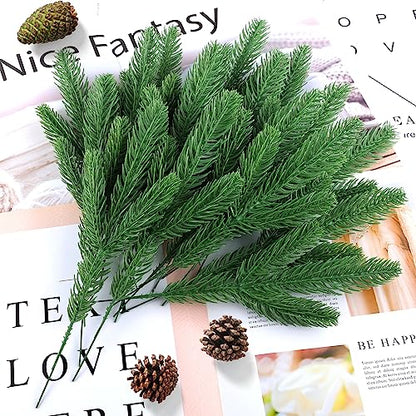150 Pcs Artificial Pine Branches Christmas Greenery Pine Picks DIY Cedar Picks and Sprays Accessories for Christmas Garland Wreath and ChristmChristmas Home Decor (150 Count)