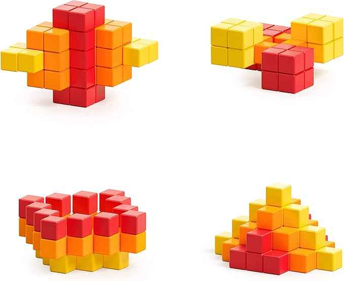PIXIO Lava - Tiny Magnetic Blocks Building Toy in The Pixel Art Style with Free App - 5/16" Plastic Cubes with 6 Magnets Inside - Open Ended Toy - Creativity Toy for Ages 6+ - 60pcs