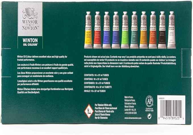 Winsor & Newton Winton Oil Color Paint, Starter Set, 10 x 37ml Tubes, 1.25 Fl Oz (Pack of 10)