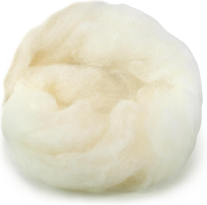 Woolbuddy Wool Felting Core Wool – Handmade Carded White for Needle & Wet Felting, Dryer Balls, Craft Pads & Chunky Yarn (8oz)