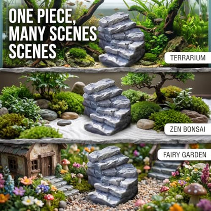 2 Pcs Curved Stone Steps Miniature Fairy Garden Accessories (2 Count)