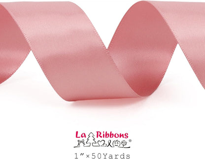 LaRibbons 1 Inch 50 Yard Double Faced Satin Ribbon,Dust Pink Satin Craft Fabric Ribbon for Gift Wrapping Floral Bouquets Wedding Party Decoration - Crafty Corner