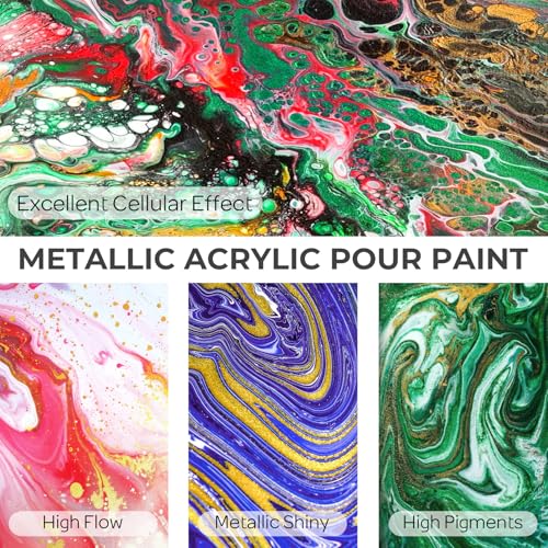 8 Colors 33.8 oz Large Bulk Iridescent Acrylic Pouring Paint Kit (272.4 Fl Oz)