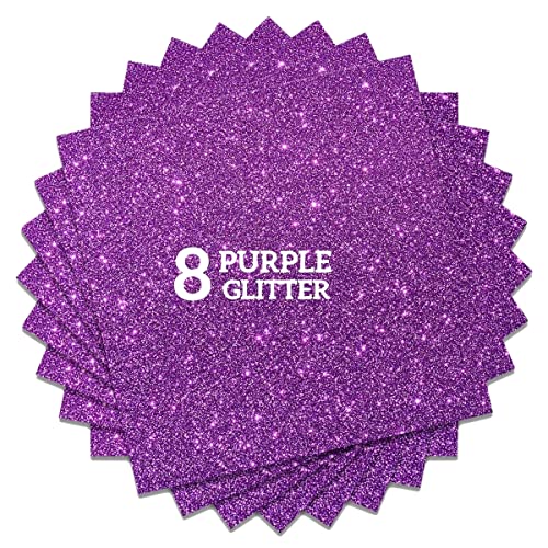 Purple Glitter HTV Heat Transfer Vinyl Bundle 8 sheets (8 Count)