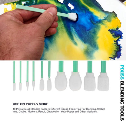 Tim Holtz Alcohol Inks - Shades of Blue - Denim, Stonewashed, Aquamarine, Pool, Cloudy Blue - 7 Ink Set - 10 Blending Tools