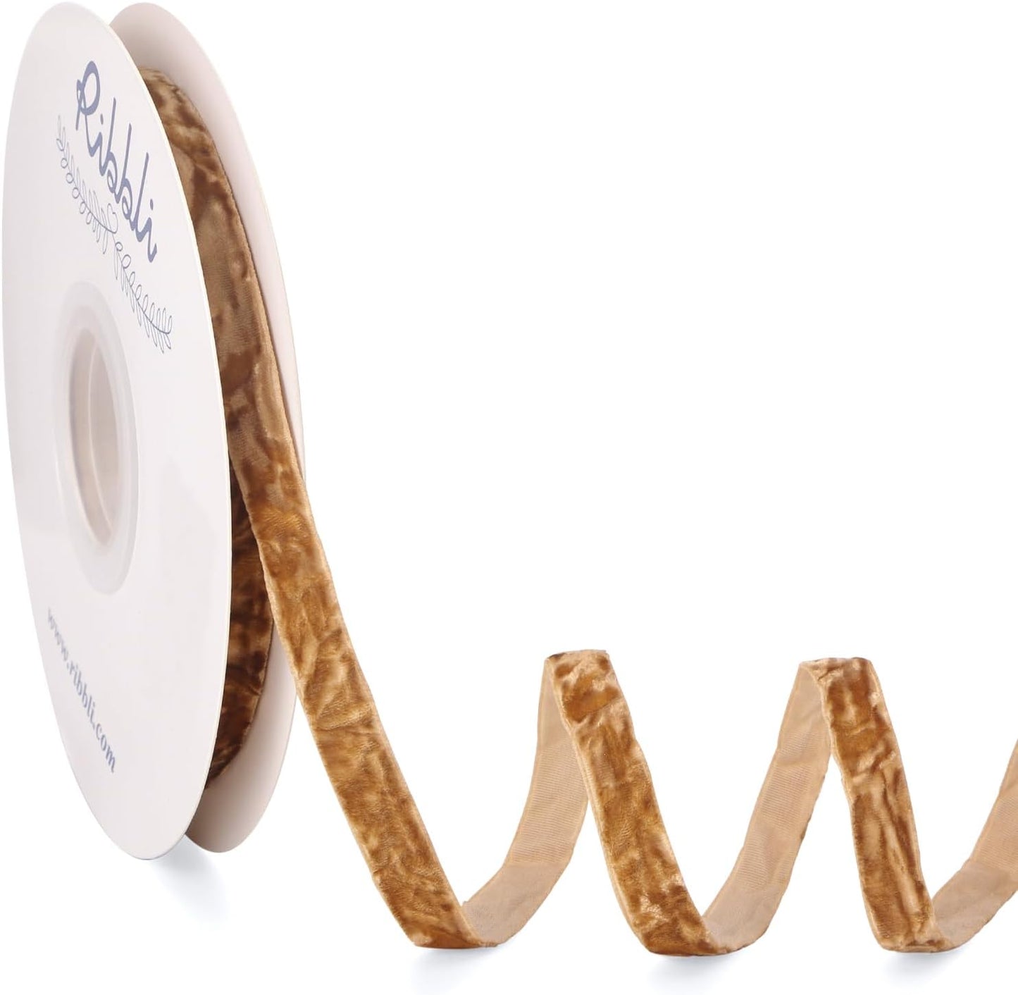 Ribbli Khaki Velvet Ribbon 3/8 Inches Luxury Crinkled Brown Christmas Ribbon for Gift Wrapping Crafts Home Decor-Continuous 10 Yard - Crafty Corner