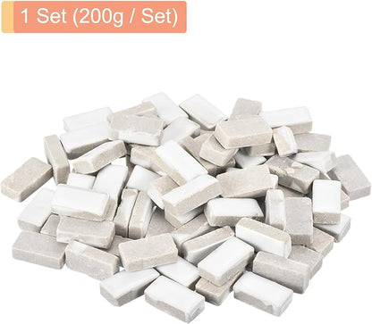 MECCANIXITY 200g Ceramic Mosaic Tiles for Crafts Bulk, Rectangle White Ceramic Tiles for Mosaic Kits Garden Stepping Stone Cup Mat