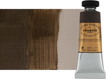 Charvin Extra Fine Oil Paint, Sepia 20 ml - Triple-Milled, Rich Texture, Poppy Oil-Based, Light-Fast, Handmade, Archival Quality